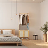 Clothing & Wardrobe Storage: Bamboo Clothes Rack Coat Stand 168cm High Polish 53cm Length