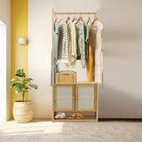 Clothing & Wardrobe Storage: Bamboo Clothes Rack Coat Stand 168cm High Polish 53cm Length