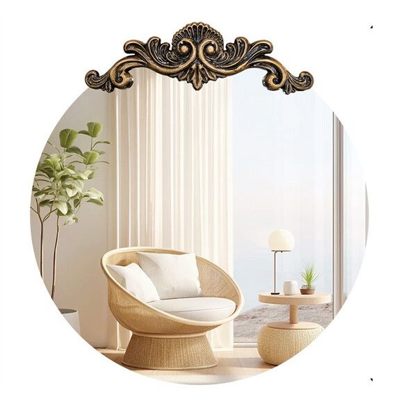 Mirrors: Baroque Antique Round Wall Mirror D�cor 60x64.5cm