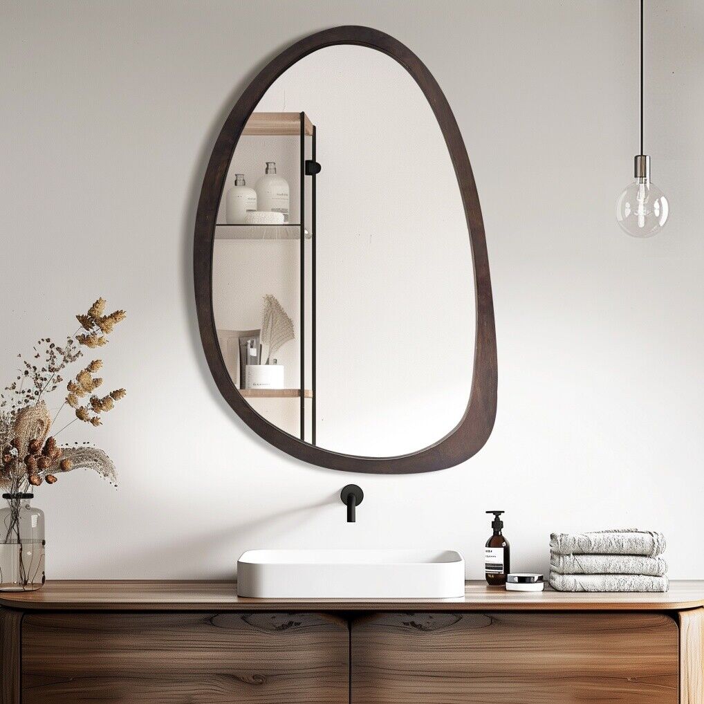 Mirrors: Antique Wooden Wall Mirror HD Odd Shaped Home Decor 50x70cm
