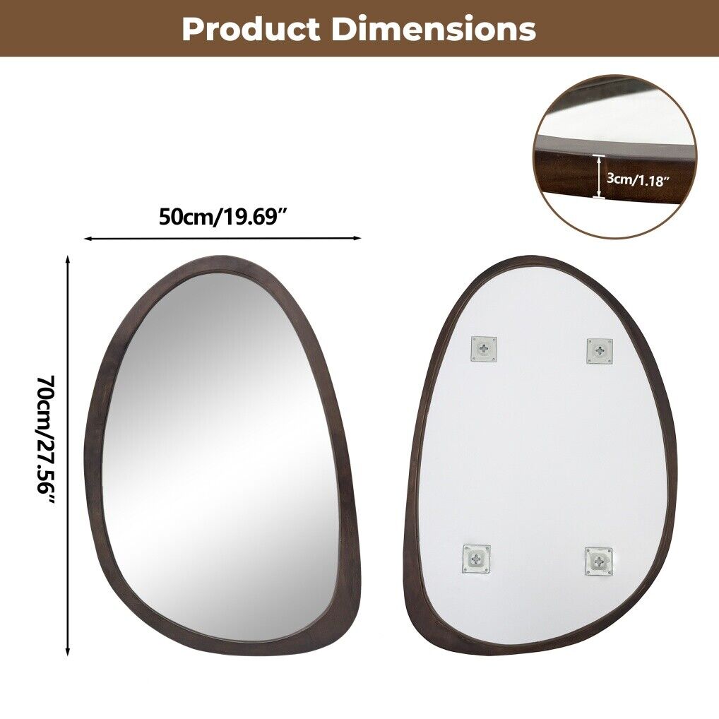 Mirrors: Antique Wooden Wall Mirror HD Odd Shaped Home Decor 50x70cm