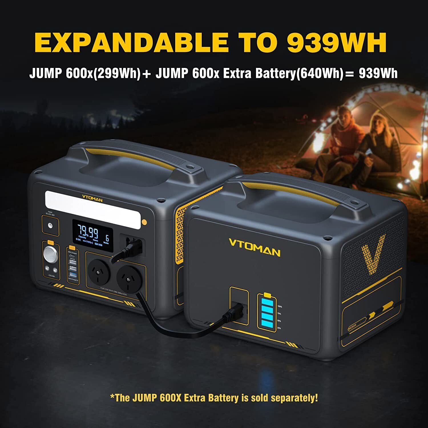Jump 600X 600W Power Station 110W Solar Panel 10A AC/DC