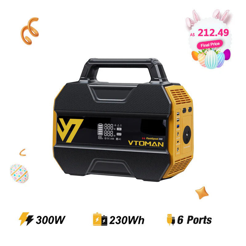 Batteries & Generators: FlashSpeed 300 Solar Power Station 600W AC/DC for Camping AU
