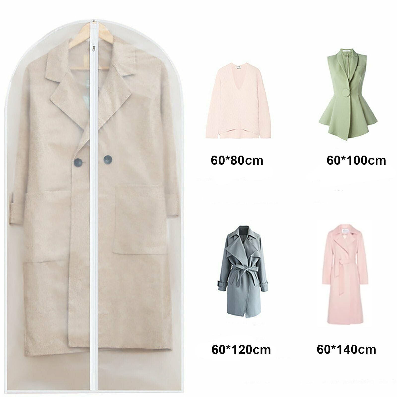 Clothing & Wardrobe Storage: 10x Transparent Garment Bags 60x100cm Dustproof Suit Coat Cover Storage
