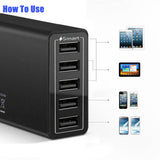 Powerboards & Adapters: 40W 5-Port USB Wall Charger Fast AC Adapter Multi Travel