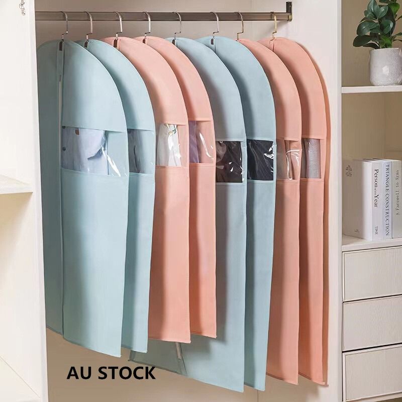 Clothing & Wardrobe Storage: Blue Garment Bag 60x80cm Dustproof Suit Dress Coat Protector AU