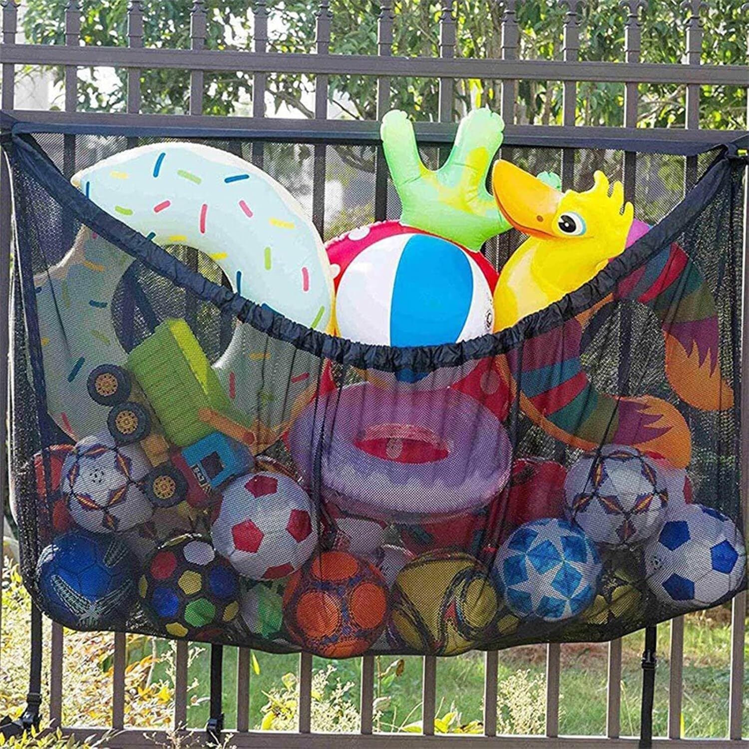 Cat Carriers & Crates: 145x145CM Heavy Duty Pool Toy Storage Net Bag Adjustable Organizer
