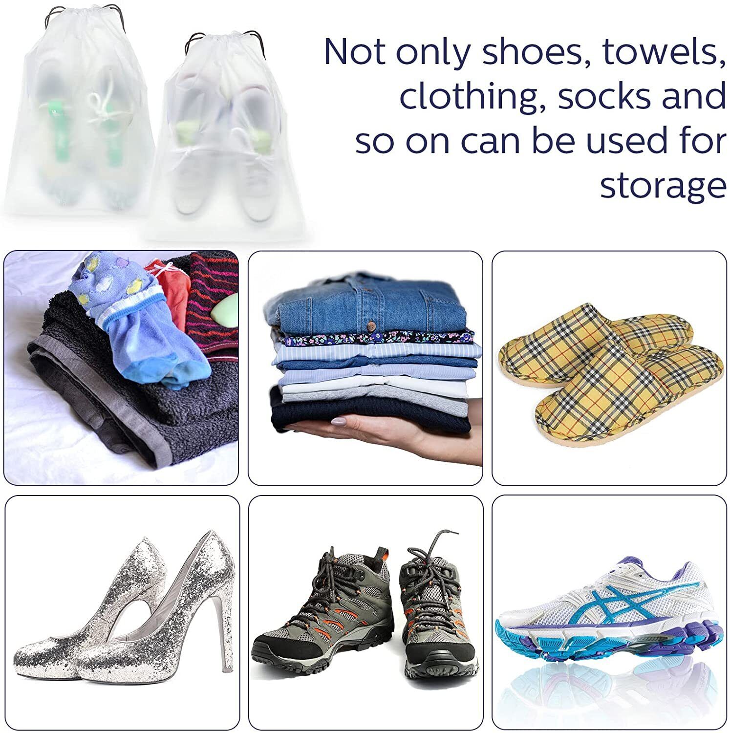 Cosmetic & Toiletry Bags: 10PCS Travel Shoe Bags Portable Storage Pouch Drawstring Dust Organizer