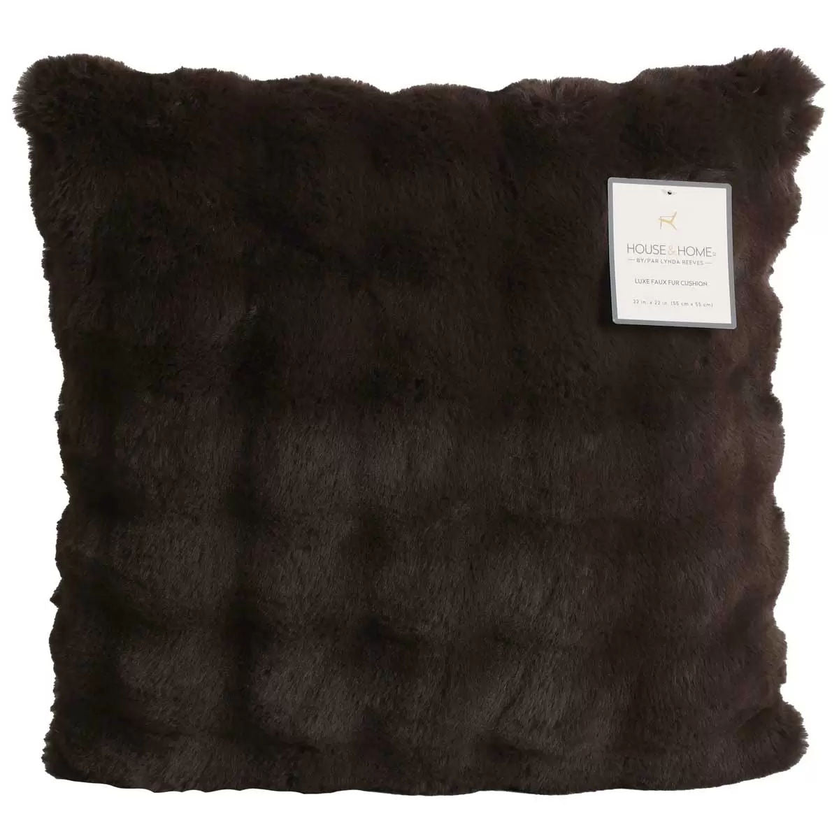 Cushions & Throws: Luxe faux fur cushion 55 x 55cm dark brown
