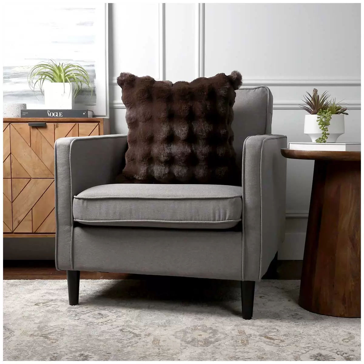 Cushions & Throws: Luxe faux fur cushion 55 x 55cm dark brown