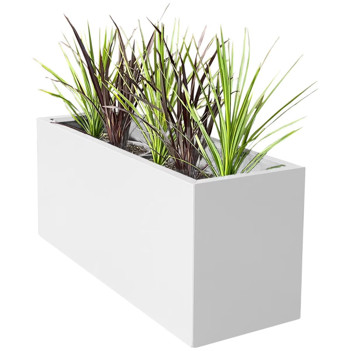 Artificial Flowers & Plants: Designer Planter Box 900 x 340 x 400mm Vibrant White