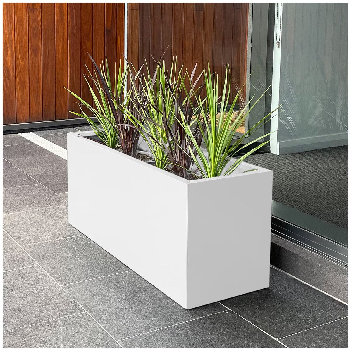 Artificial Flowers & Plants: Designer Planter Box 900 x 340 x 400mm Vibrant White