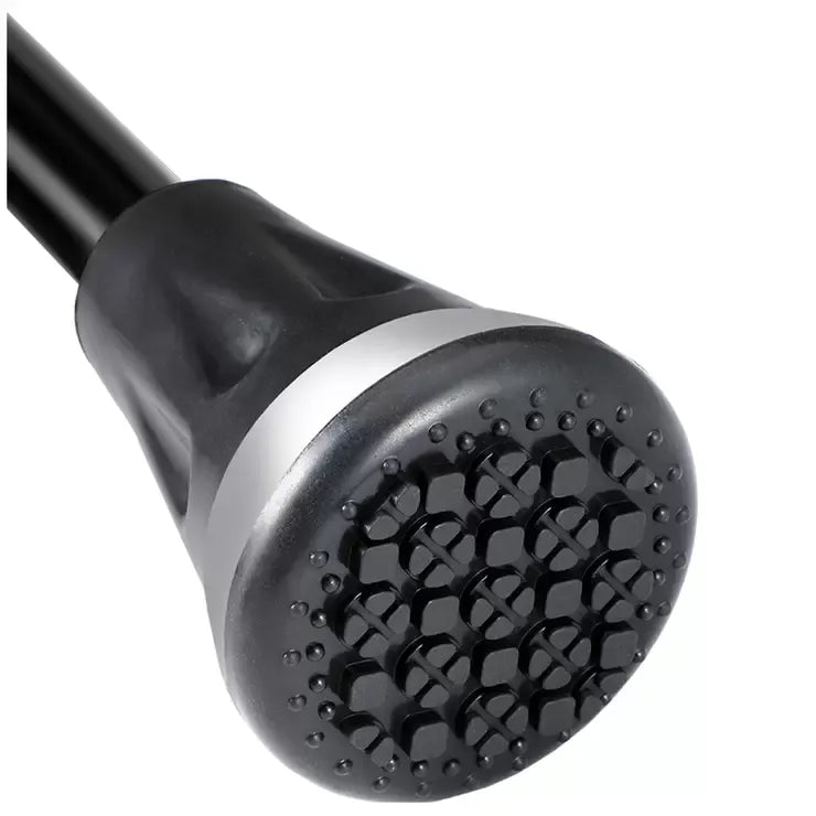 Adjustable Black Walking Stick with Folding Design and Shock Absorbing Tip