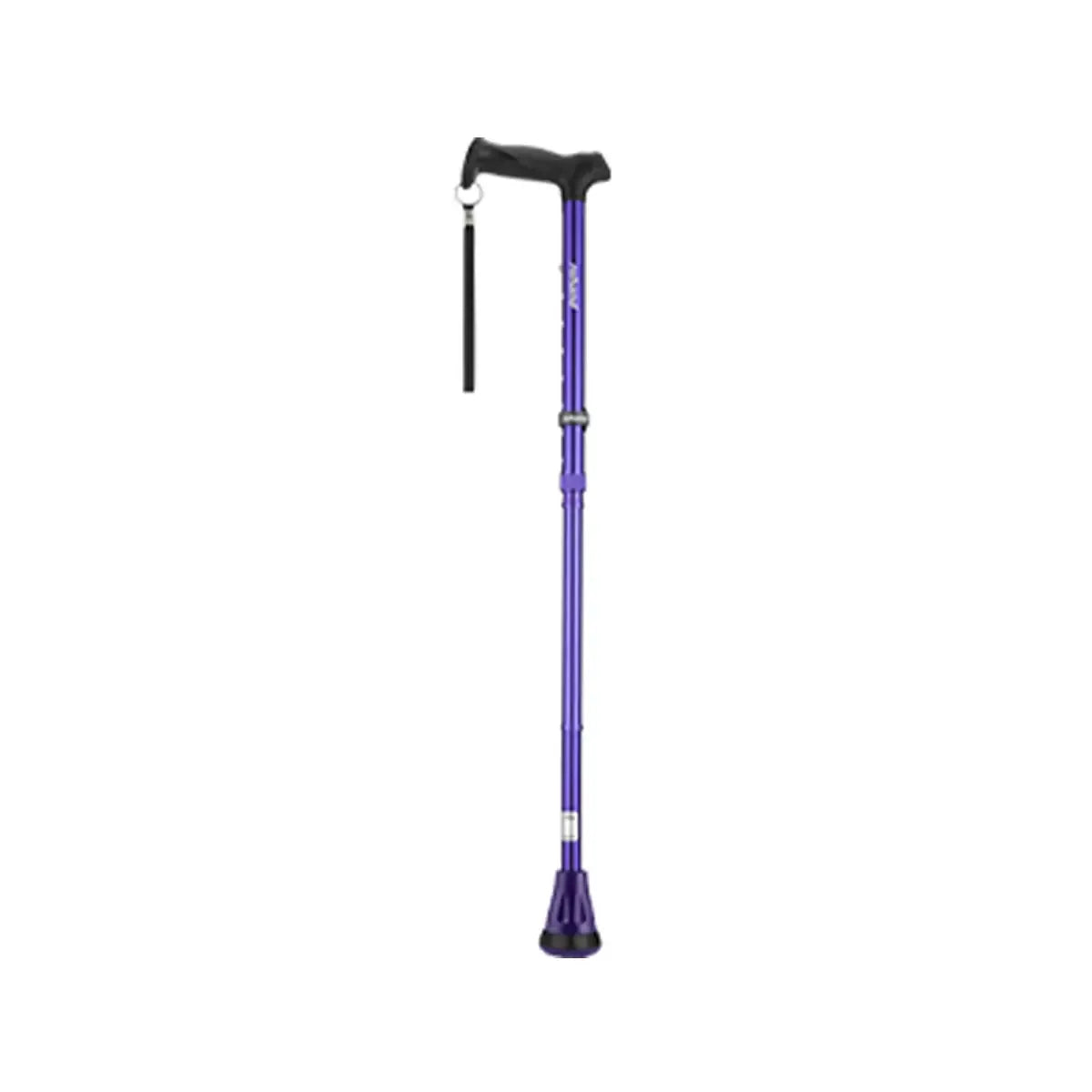 Adjustable Purple Walking Stick with Folding Design and Shock Absorbing Tip