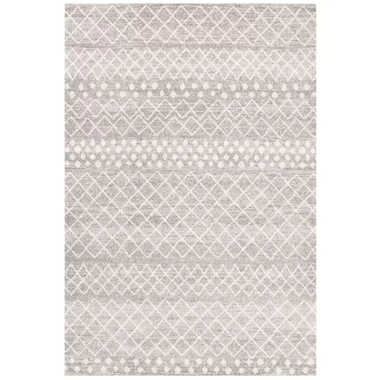 Silver Oasis Rug 230 x 160cm - Bohemian Tribal Design, Easy to Clean Polypropylene