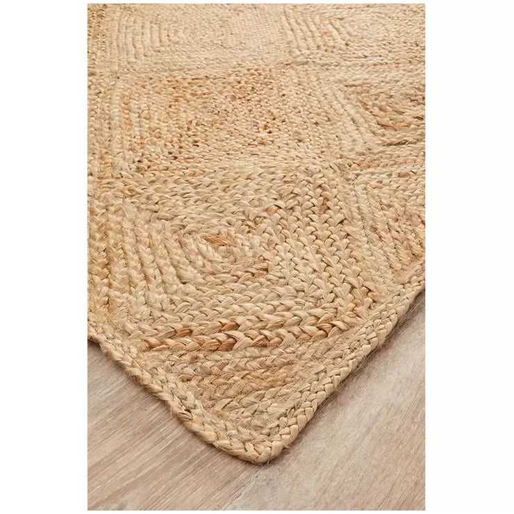 Natural Jute Rug 320 x 230cm with Diamond Pattern