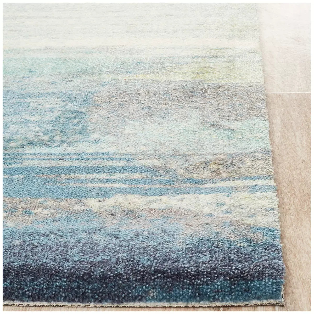 City Blue Rug 280 x 190cm - Contemporary Design with Hand-Carved Short Pile