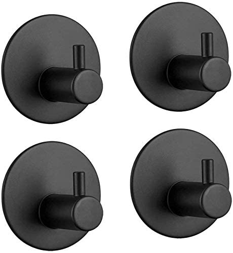 Kitchen & Bathroom DIY: 4 Pack Stainless Steel self-Adhesive Wall Hook for Bathroom and Kitchen