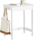Desks: Small White Desk with Drawer Hooks