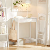 Desks: Small White Desk with Drawer Hooks