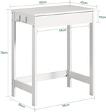 Desks: Small White Desk with Drawer Hooks