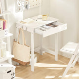 Desks: Small White Desk with Drawer Hooks