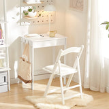 Desks: Small White Desk with Drawer Hooks