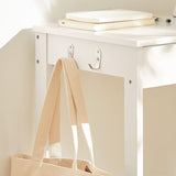 Desks: Small White Desk with Drawer Hooks