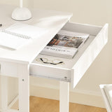 Desks: Small White Desk with Drawer Hooks