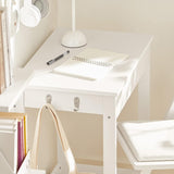 Desks: Small White Desk with Drawer Hooks