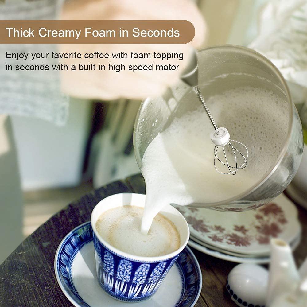 Coffee Machines & Accessories: Black Rechargeable Electric Milk Frother Handheld (3 Speeds)