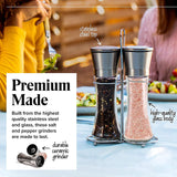 Salt & Pepper Shakers: Modern Stainless Steel Salt and Pepper Grinder Set