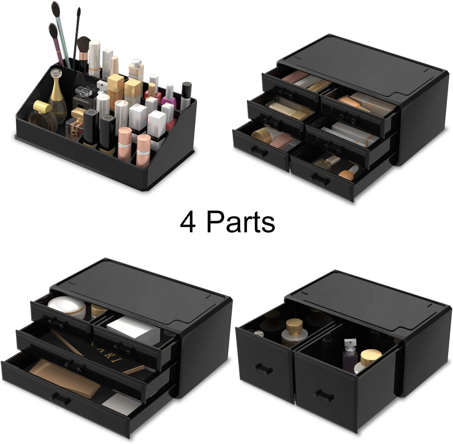 Makeup Organisation & Storage: Makeup Cosmetic Organizer Storage with 12 Drawers Display Boxes (Black)