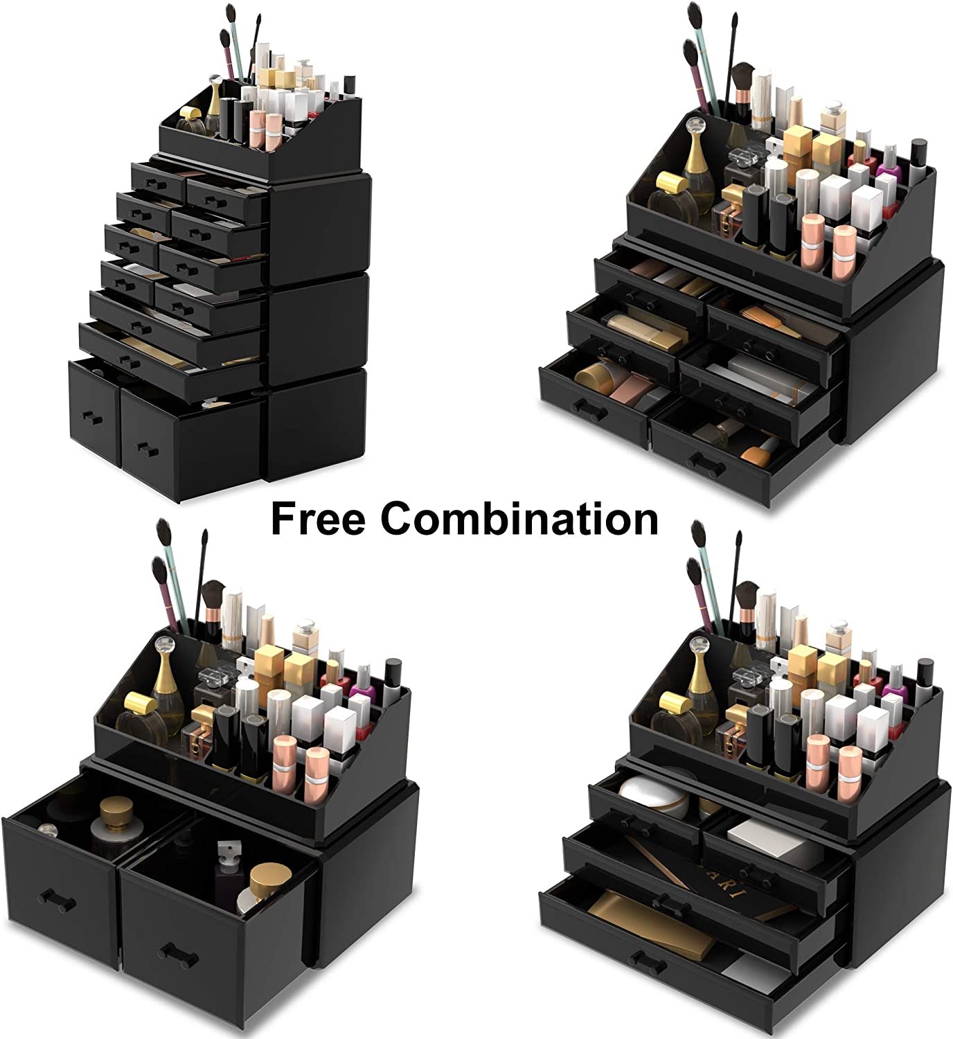 Makeup Organisation & Storage: Makeup Cosmetic Organizer Storage with 12 Drawers Display Boxes (Black)