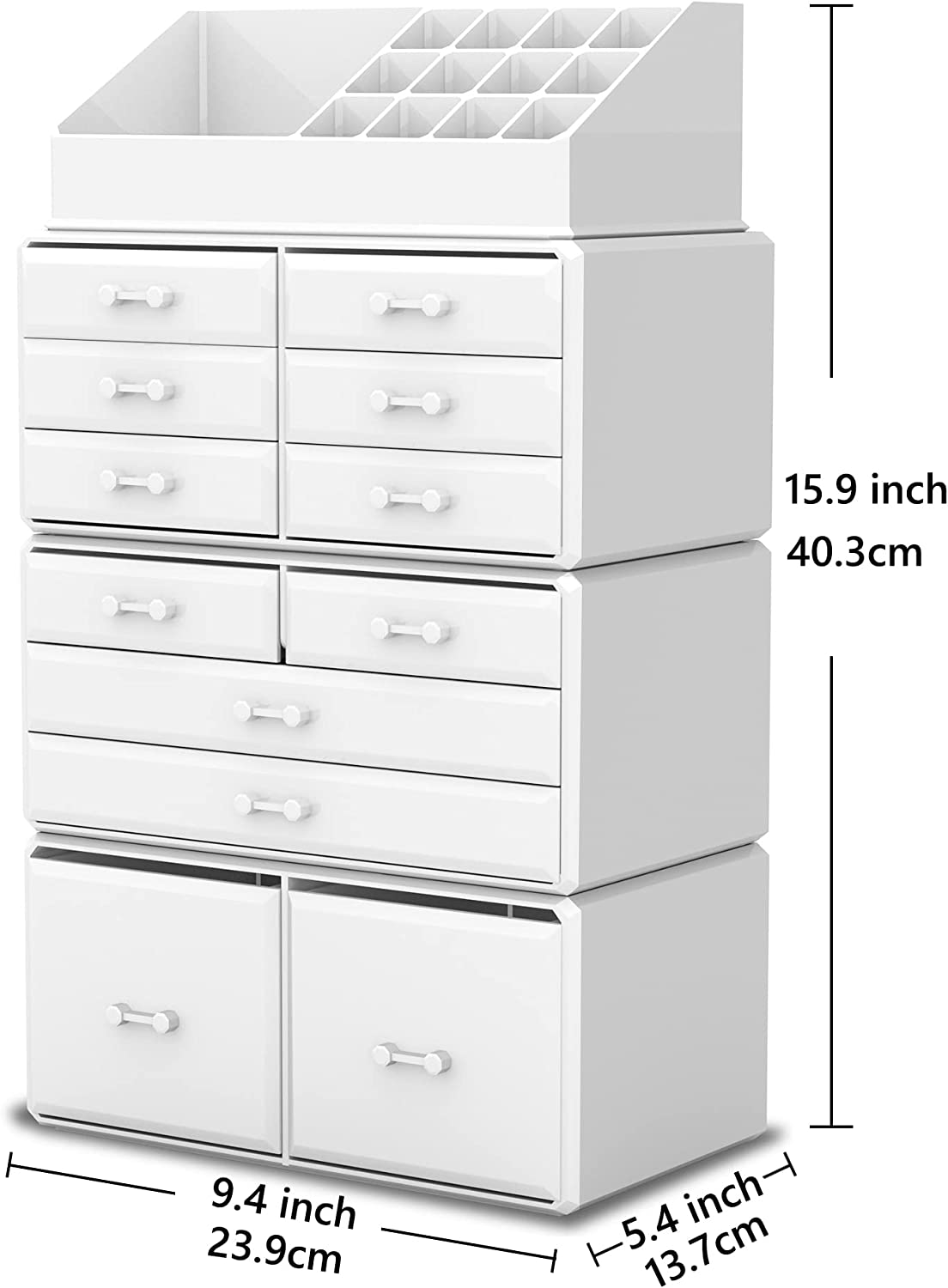 Makeup Organisation & Storage: Makeup Cosmetic Organizer Storage with 12 Drawers Display Boxes (White)