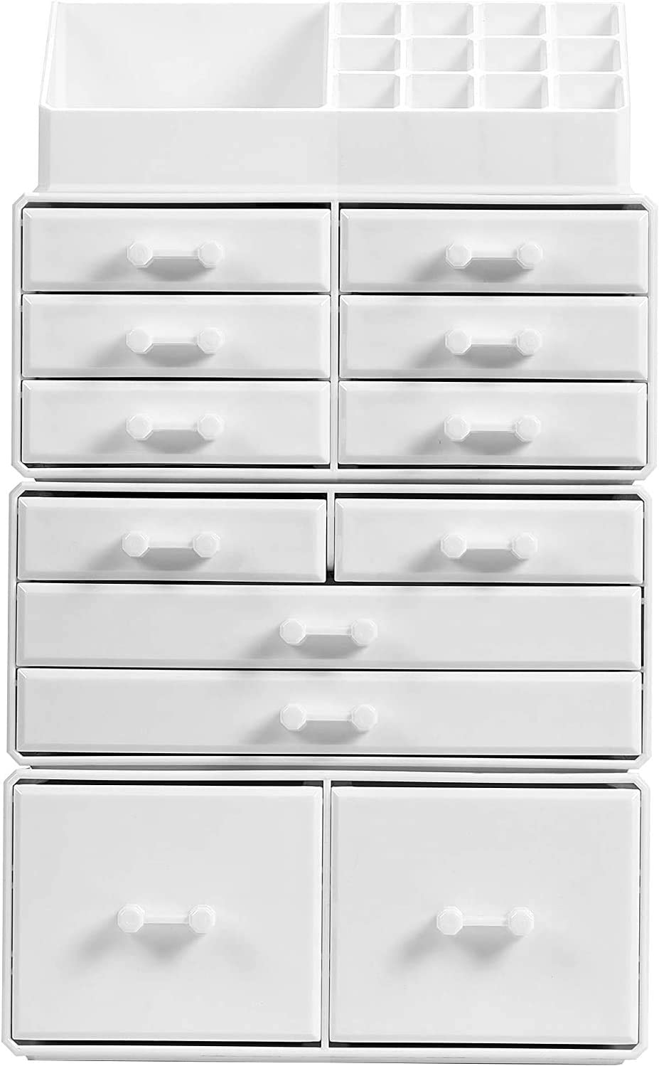 Makeup Organisation & Storage: Makeup Cosmetic Organizer Storage with 12 Drawers Display Boxes (White)