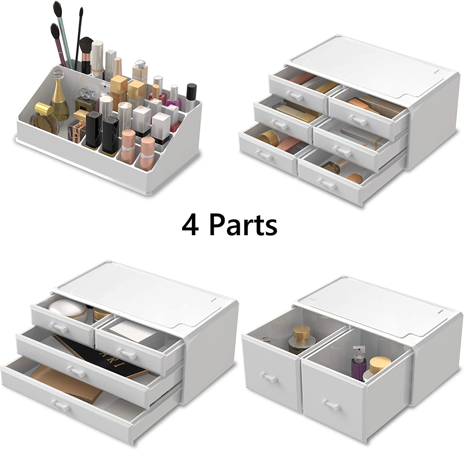Makeup Organisation & Storage: Makeup Cosmetic Organizer Storage with 12 Drawers Display Boxes (White)