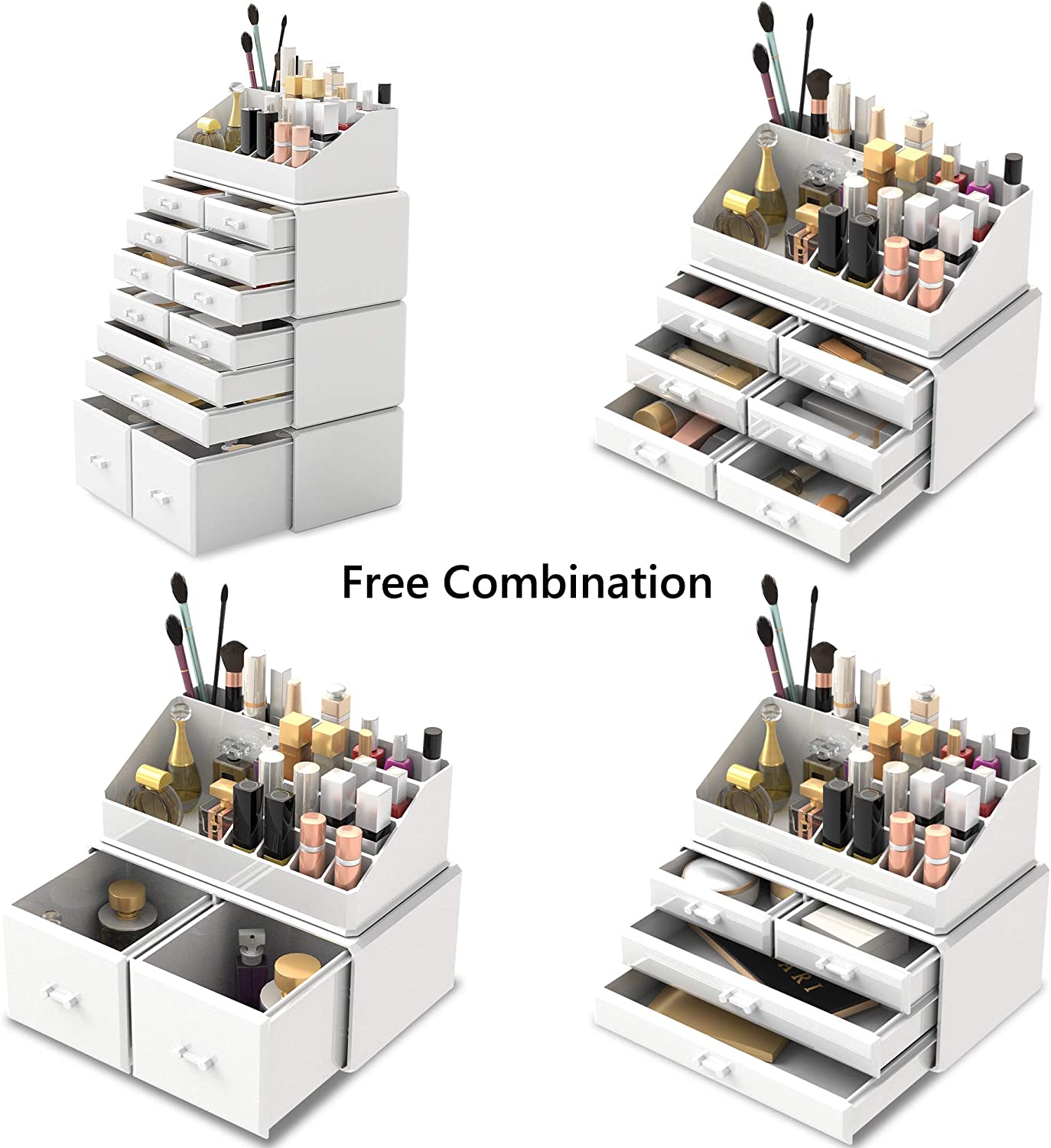Makeup Organisation & Storage: Makeup Cosmetic Organizer Storage with 12 Drawers Display Boxes (White)