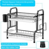 Dish Racks: Stainless Steel 2-Tier Dish Drying Rack with Utensil Holder, Cutting Board Holder and Dish Drainer for Kitchen Counter (Black)