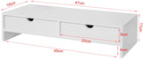Desk Accessories: White Monitor Stand Desk Organizer with 2 Drawers