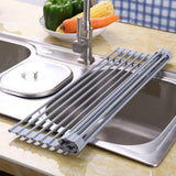 Kitchen & Bathroom DIY: Over The Sink Multipurpose Roll-Up Dish Drying Rack (52 x 33 cm)