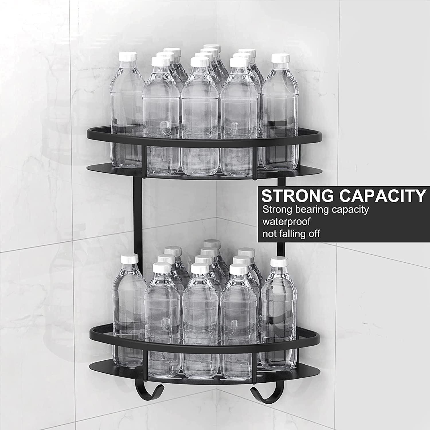 Kitchen & Bathroom DIY: 2 Pack Aluminum Adhesive Shower Caddy Corner Shelf Storage Rack for Bathroom