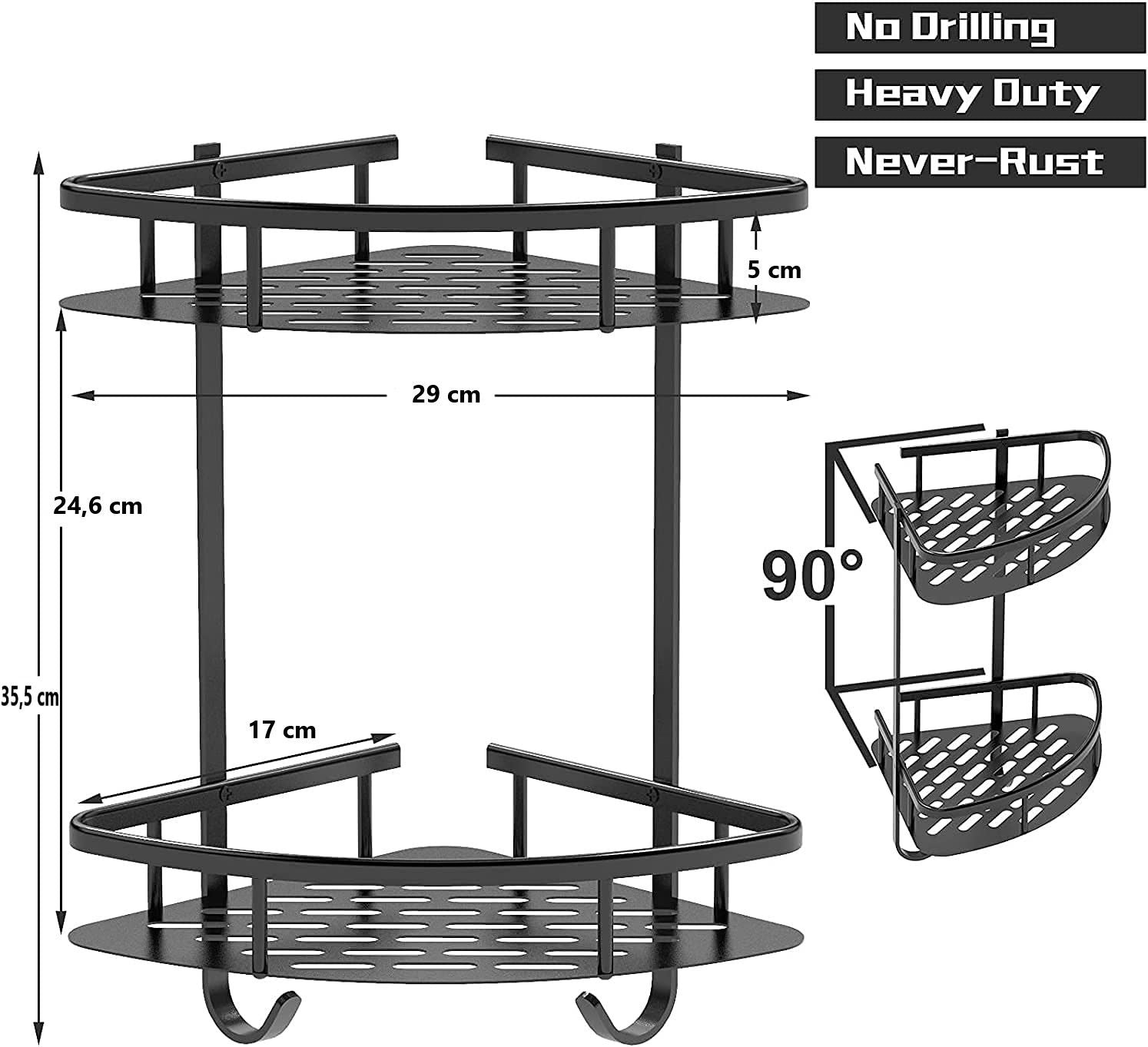 Kitchen & Bathroom DIY: 2 Pack Aluminum Adhesive Shower Caddy Corner Shelf Storage Rack for Bathroom
