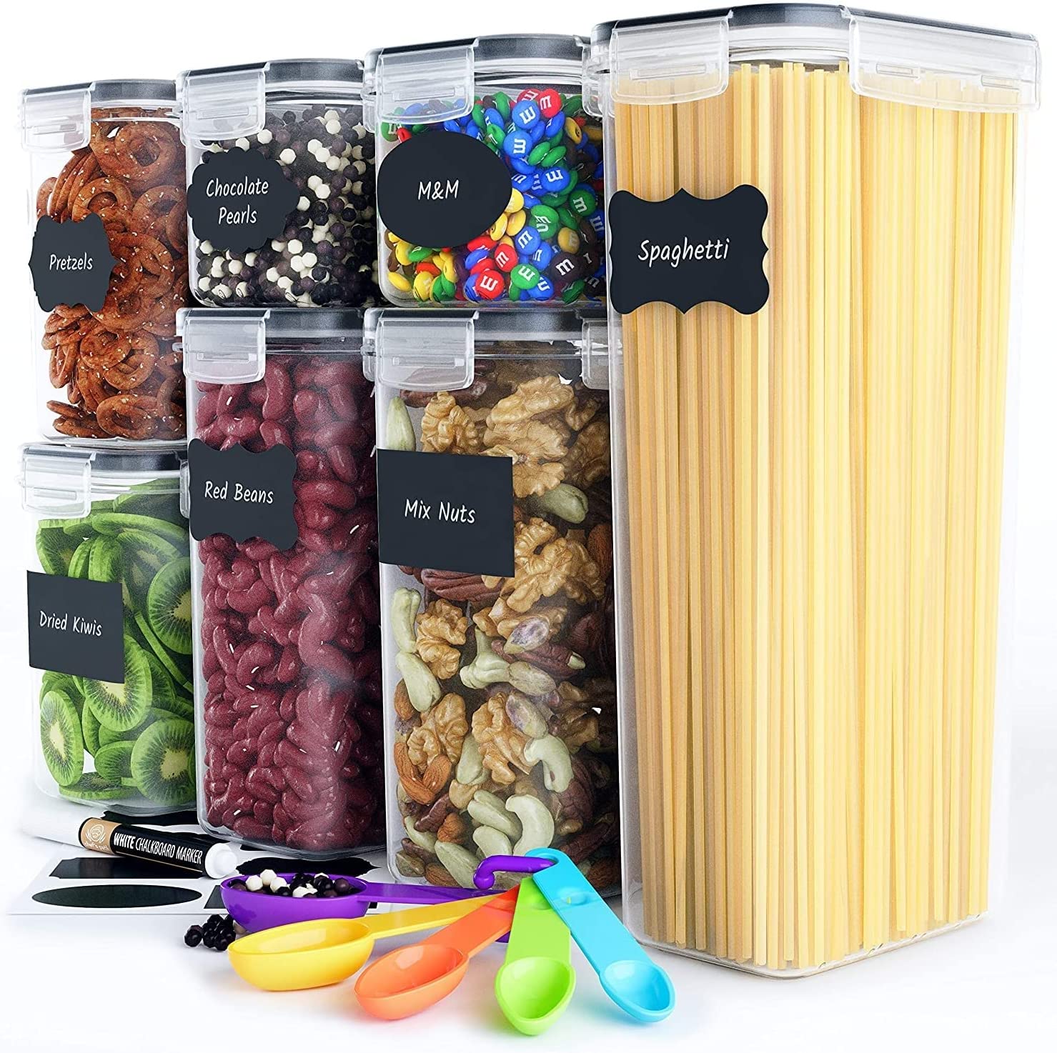 Food Storage: 7 Pieces Plastic BPA Free Food Storage Containers for Kitchen (Black)