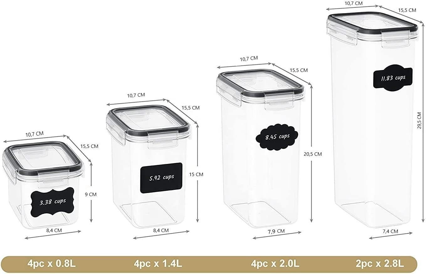 Food Storage: 7 Pieces Plastic BPA Free Food Storage Containers for Kitchen (Black)