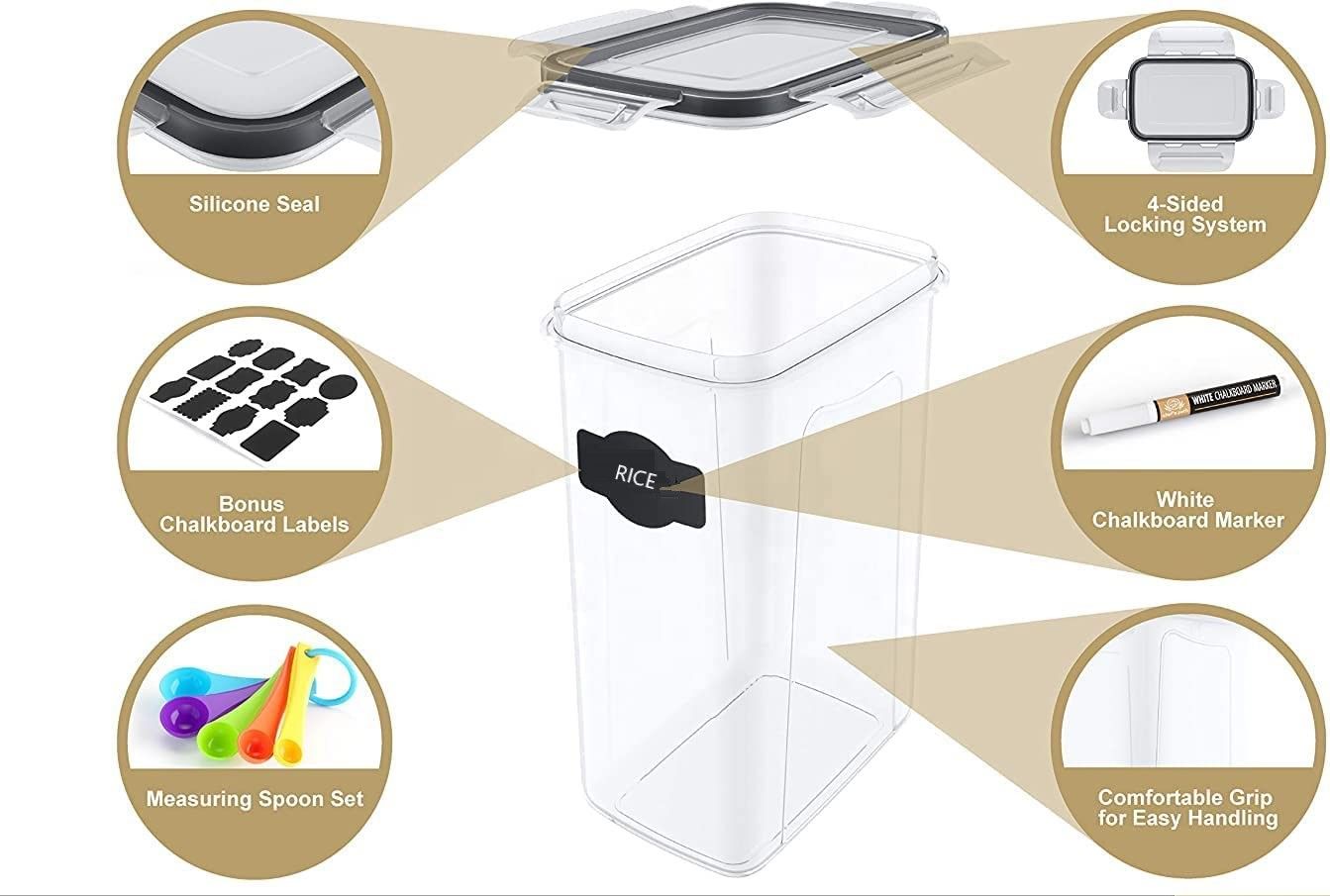 Food Storage: 7 Pieces Plastic BPA Free Food Storage Containers for Kitchen (Black)