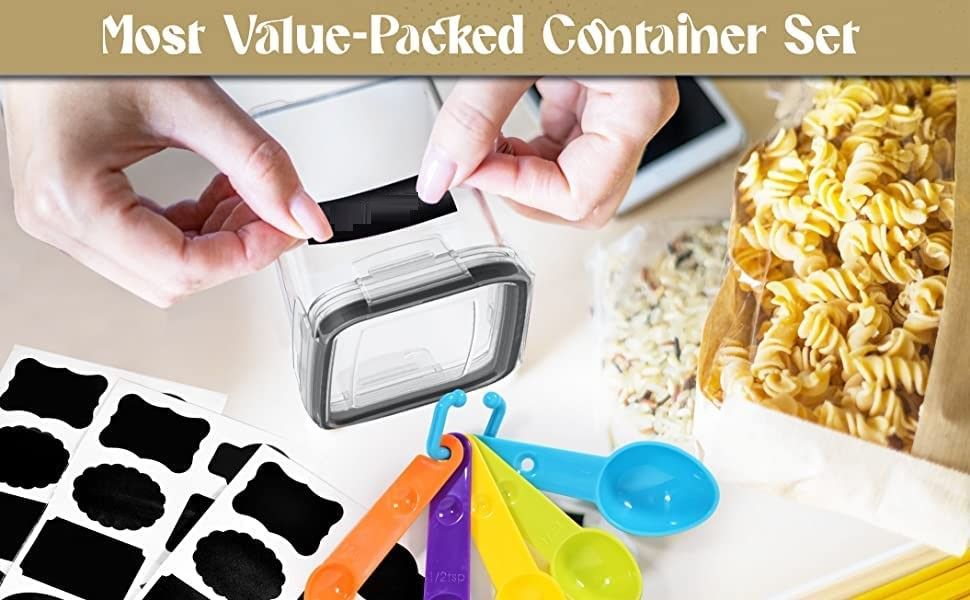 Food Storage: 7 Pieces Plastic BPA Free Food Storage Containers for Kitchen (Black)