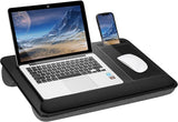 Desks: Portable Laptop Desk with Device Ledge, Mouse Pad and Phone Holder for Home Office (Black, 43cm)