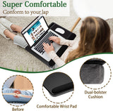 Desks: Portable Laptop Desk with Device Ledge, Mouse Pad and Phone Holder for Home Office (Black, 43cm)