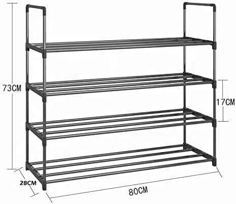 Shoe Storage: 4-Tier Stainless Steel Shoe Rack Storage Organizer to Hold up to 20 Pairs of Shoes (80cm, Black)